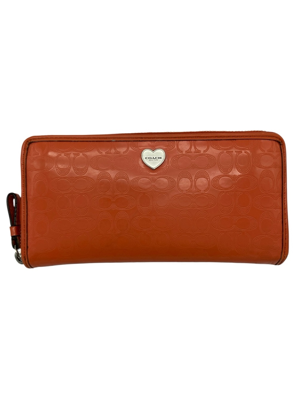 Coach Heart Logo Patent Leather Embossed Accordion Wallet